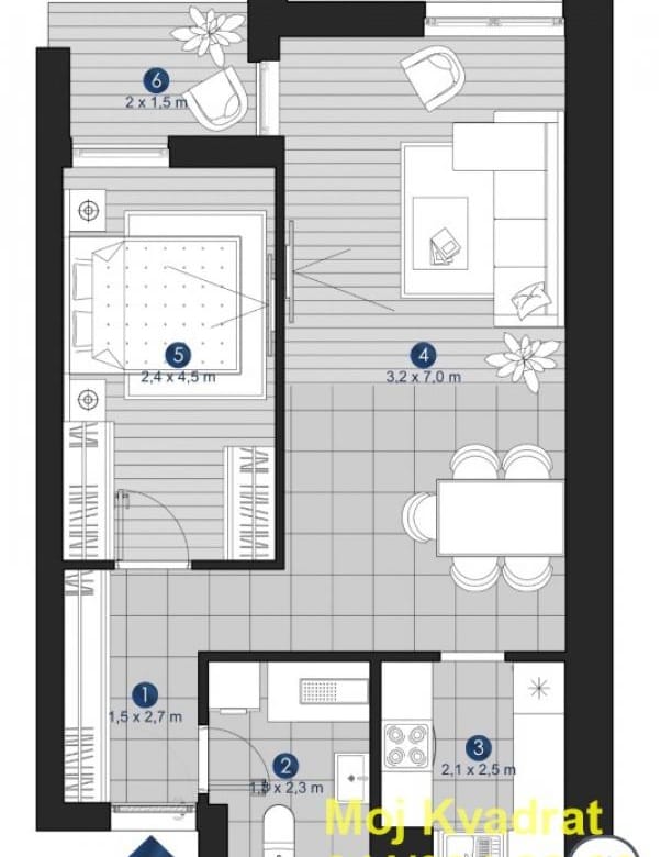 Dvosoban stan na prodaju, Autokomanda, Beograd, 54m², 243.000 €