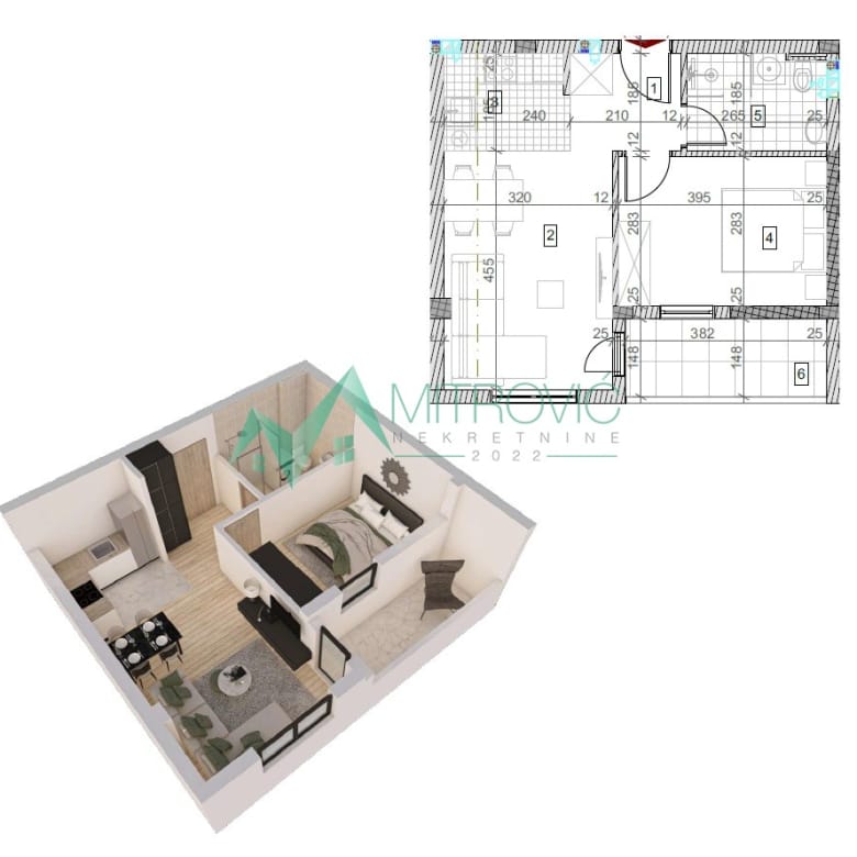 Jednoiposoban stan na prodaju, Sremska Kamenica, Novi Sad, 42m², 120.210 €