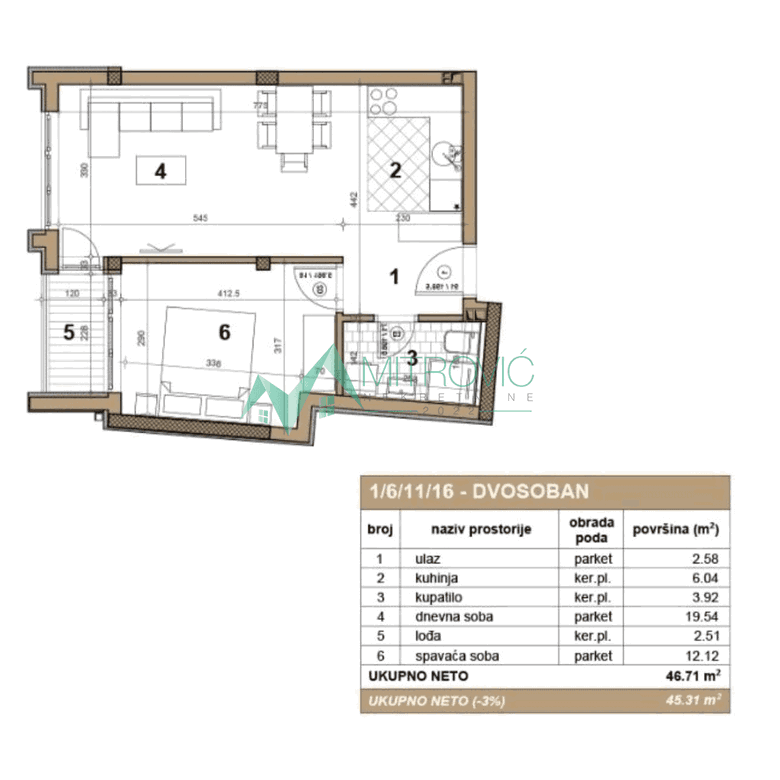 Stan Prodaja Novi Sad  45 m2