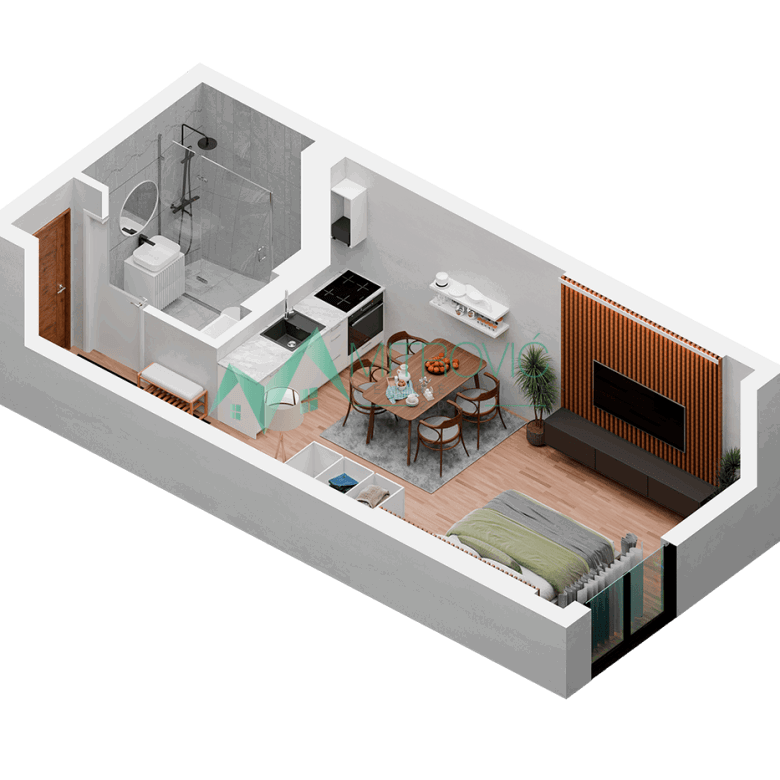 Garsonjera na prodaju, Podbara, Novi Sad, 27m², 96.490 €