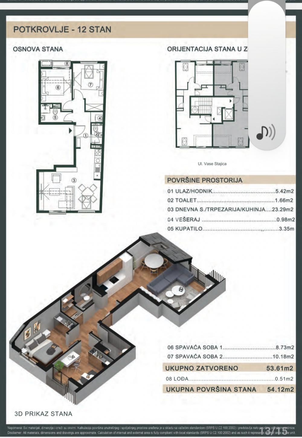 108096873-3-20251208154033 Dvoiposoban stan na prodaju, Banovo Brdo, Beograd, 54m², 172.101 €