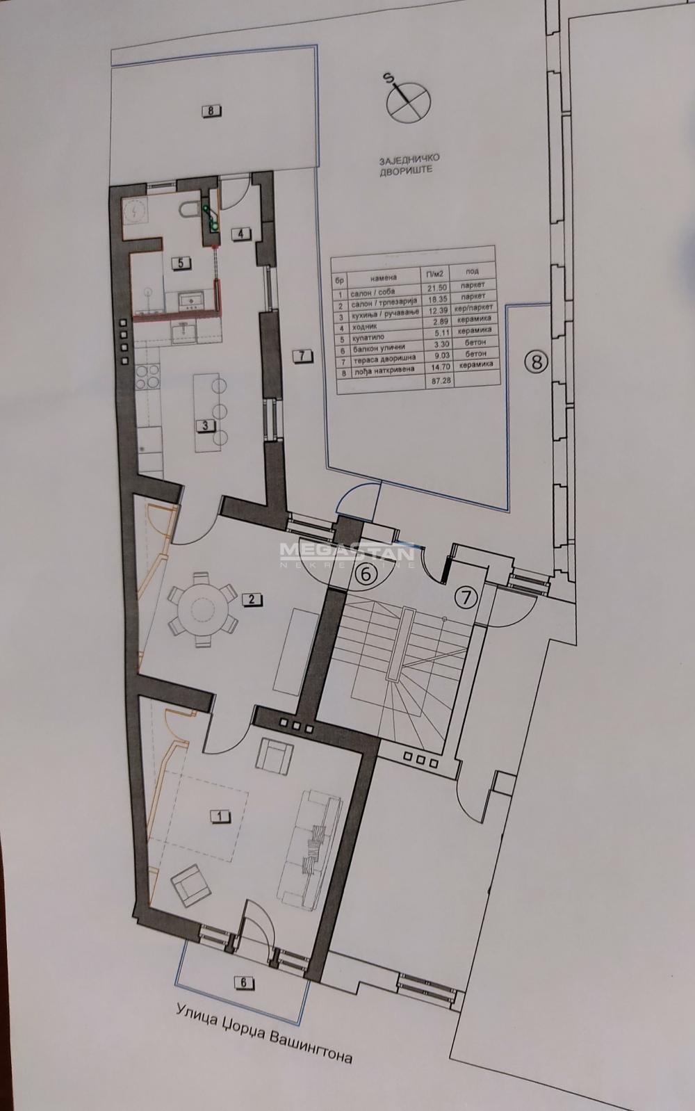 Dvosoban stan na prodaju, Beograd Centar, Beograd, 87m², 1. sprat, 289.900 €