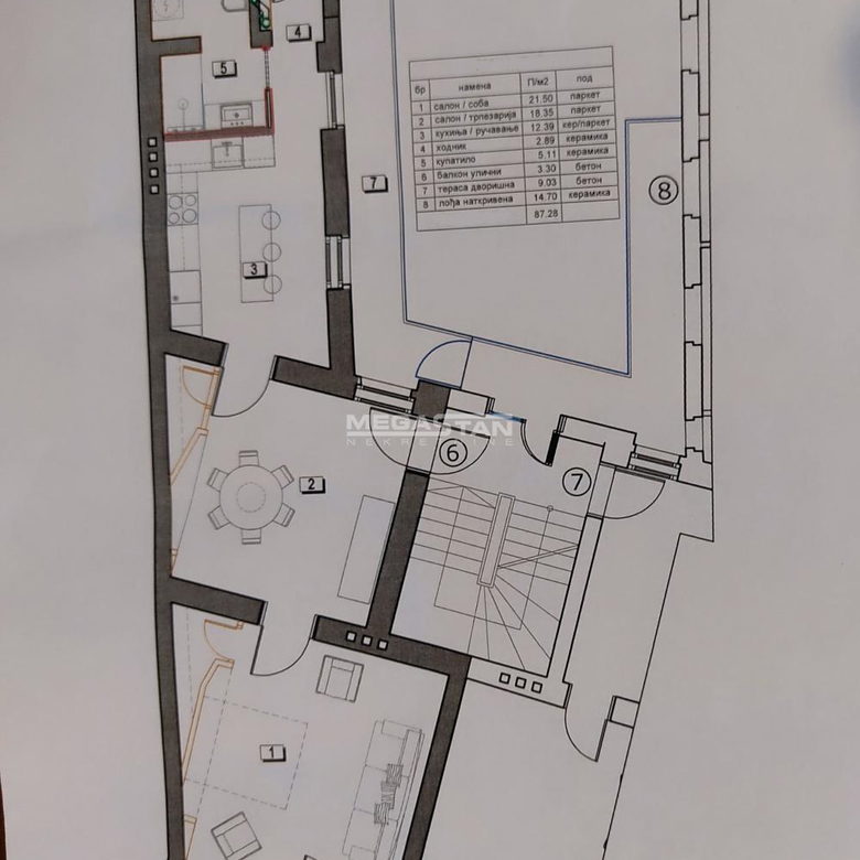 Dvosoban stan na prodaju, Beograd Centar, Beograd, 87m², 1. sprat, 289.900 €