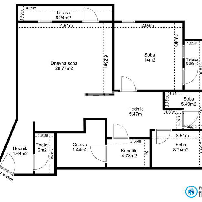 Četvorosoban stan na prodaju, Trošarina, Beograd, 88m², 330.000 €