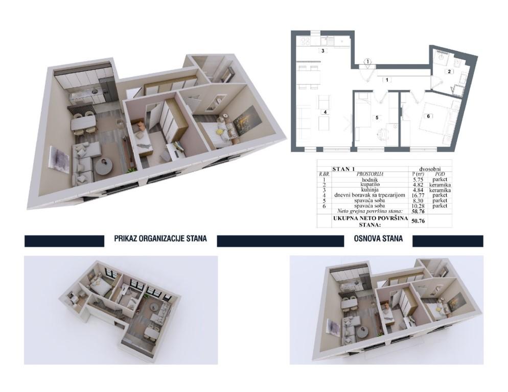 Dvosoban stan na prodaju, Lekino Brdo, Beograd, 51m², 178.000 €