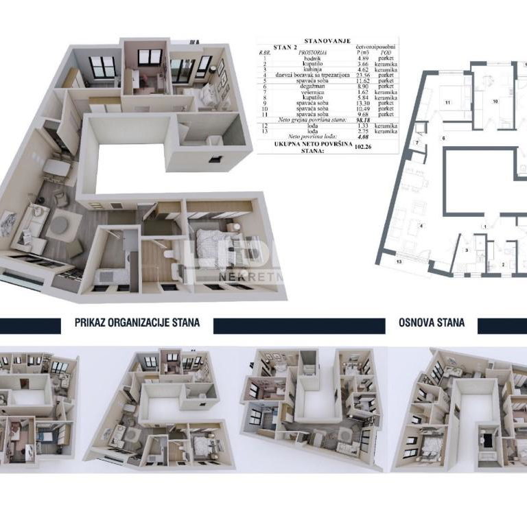 Četvorosoban stan na prodaju, Lekino Brdo, Beograd, 102m², 357.000 €