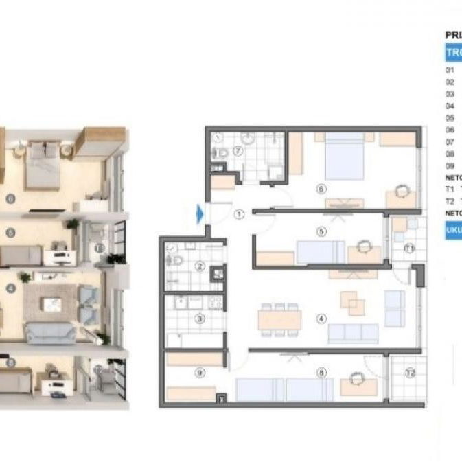 Troiposoban stan na prodaju, Gornji Grad, Beograd, 104m², 260.000 €