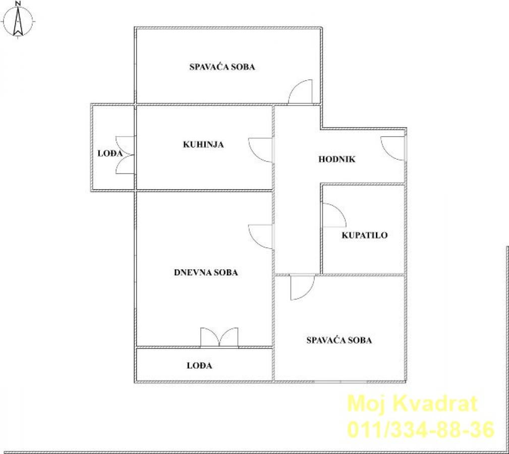 Trosoban stan na prodaju, Banovo Brdo, Beograd, 75m², 210.000 €