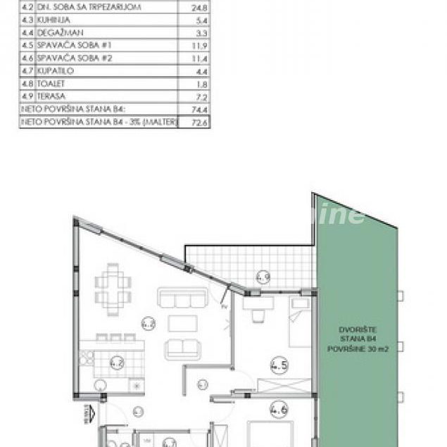 Trosoban stan na prodaju, Sremska Kamenica, Novi Sad, 72m², 159.300 €