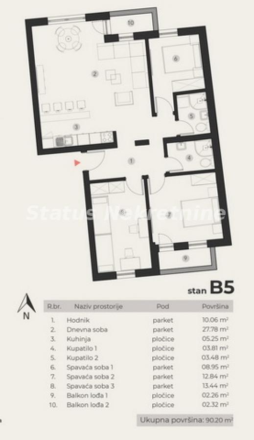 Četvorosoban stan na prodaju, Podbara, Novi Sad, 90m², 245.650 €