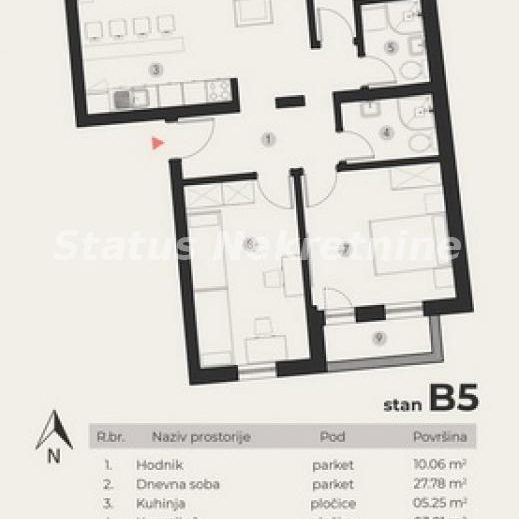 Četvorosoban stan na prodaju, Podbara, Novi Sad, 90m², 245.650 €