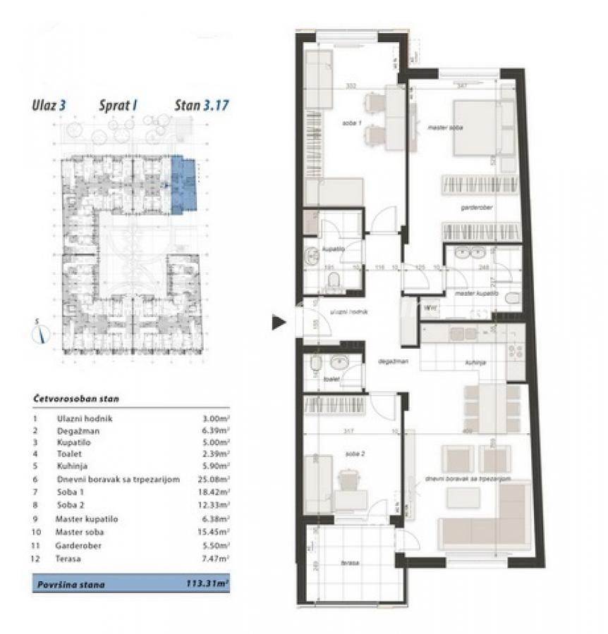 Četvorosoban stan na prodaju, Centar, Novi Sad, 114m², 399.200 €