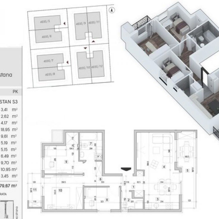 Troiposoban stan na prodaju, Adice, Novi Sad, 80m², 164.800 €