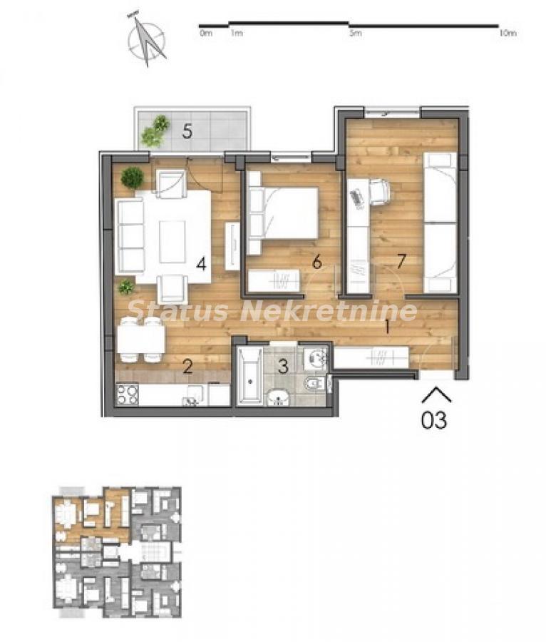 Trosoban stan na prodaju, Detelinara, Novi Sad, 61m², 188.490 €