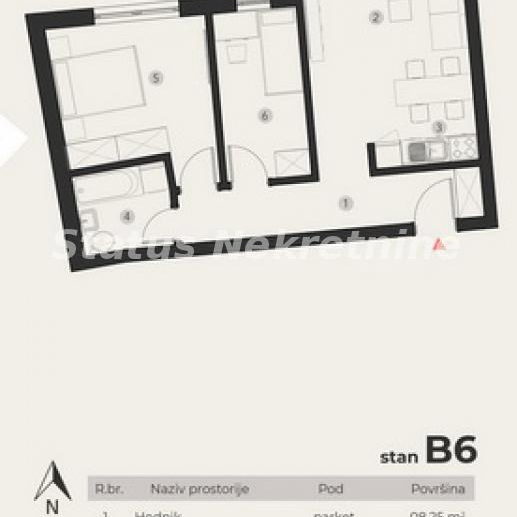 Trosoban stan na prodaju, Podbara, Novi Sad, 54m², 155.740 €