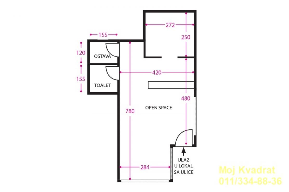 Lokal Izdavanje Beograd Slavija 40 m2
