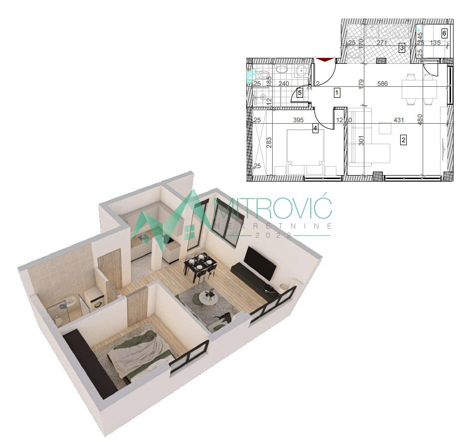 Jednoiposoban stan na prodaju, Sremska Kamenica, Novi Sad, 44m², 122.030 €