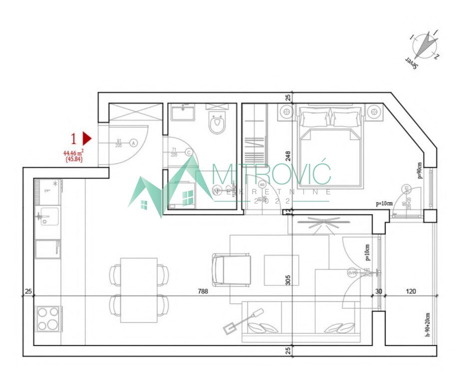 stanovi-1-5-re-petrovaradin-1002534-pl6cp Jednoiposoban stan na prodaju, Petrovaradin, Novi Sad, 44m², 116.775 €