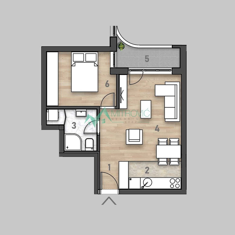 Jednoiposoban stan na prodaju, Rotkvarija, Novi Sad, 42m², 166.430 €