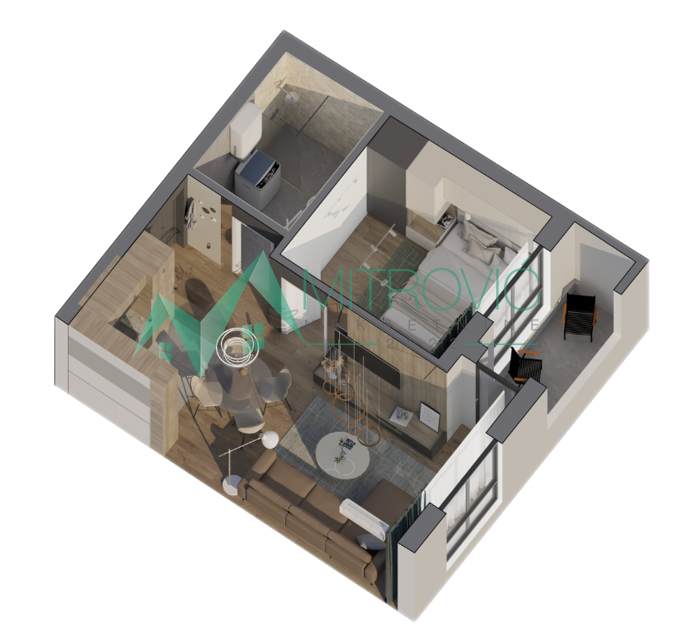 Jednoiposoban stan na prodaju, Sajmište, Novi Sad, 46m², 163.630 €