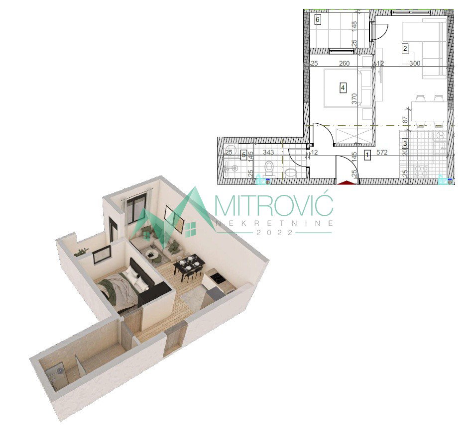 Jednoiposoban stan na prodaju, Sremska Kamenica, Novi Sad, 42m², 122.515 €