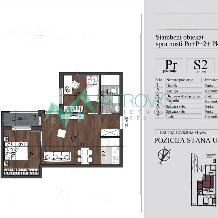 Dvoiposoban stan na prodaju, Nova Detelinara, Novi Sad, 46m², 137.432 €