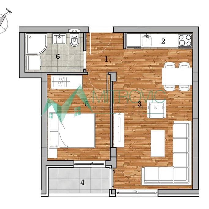 Dvosoban stan na prodaju, Telep, Novi Sad, 42m², 133.171 €