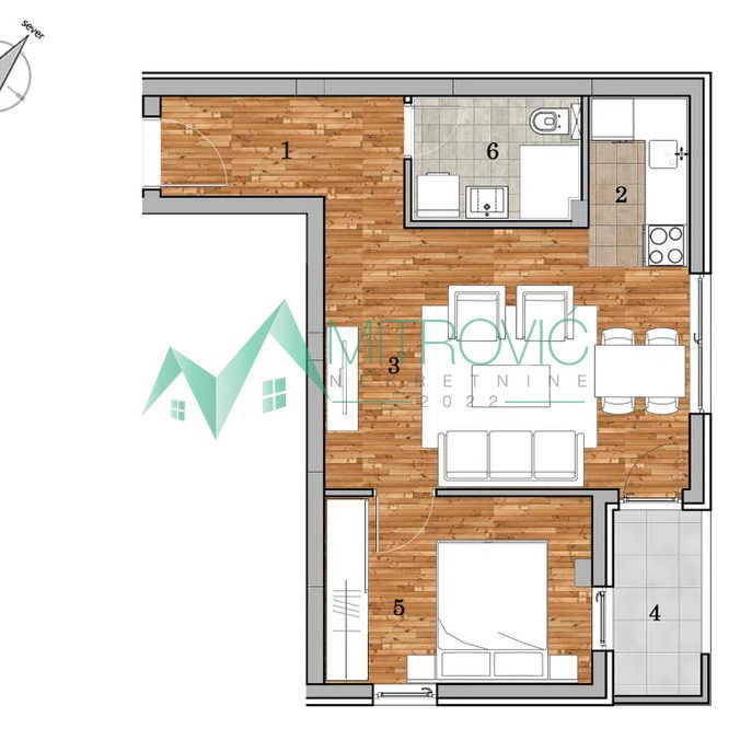 Dvosoban stan na prodaju, Telep, Novi Sad, 46m², 2. sprat, 137.611 €