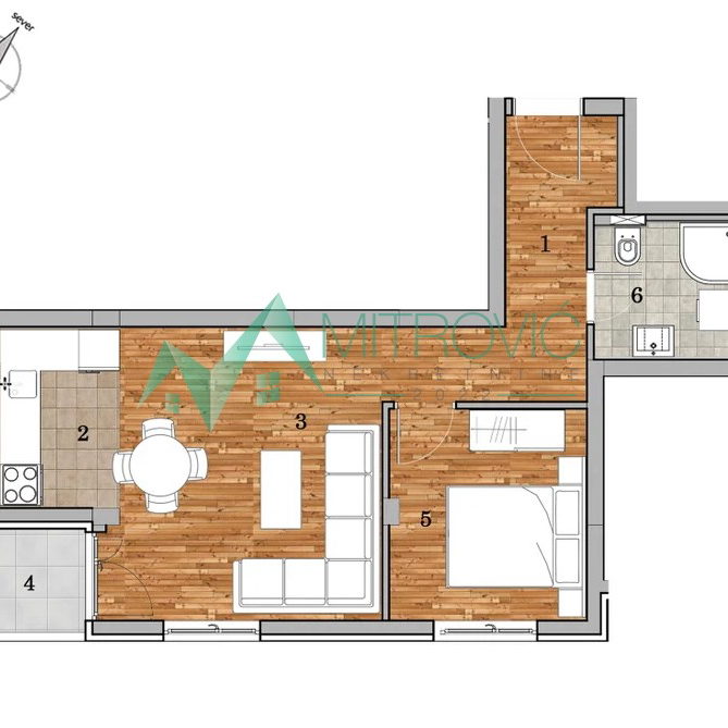 Dvosoban stan na prodaju, Telep, Novi Sad, 44m², 3. sprat, 134.086 €