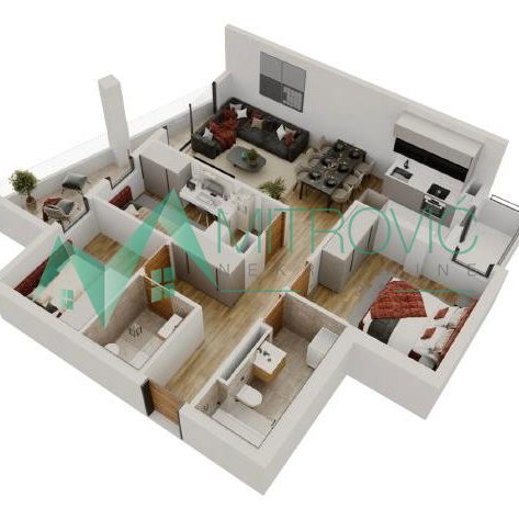 Troiposoban stan na prodaju, Salajka, Novi Sad, 80m², 189.680 €