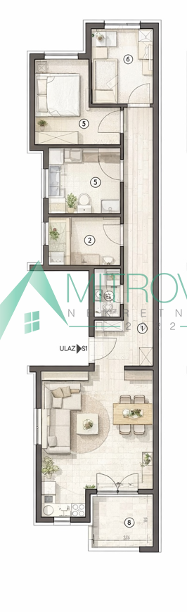 stanovi-3-5-vp-klisa-1003818-mjort Troiposoban stan na prodaju, Vidovdansko Naselje, Novi Sad, 71m², Prizemlje, 131.630 €