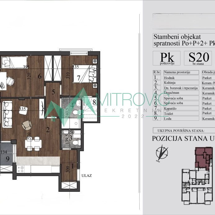 Trosoban stan na prodaju, Nova Detelinara, Novi Sad, 60m², 176.100 €