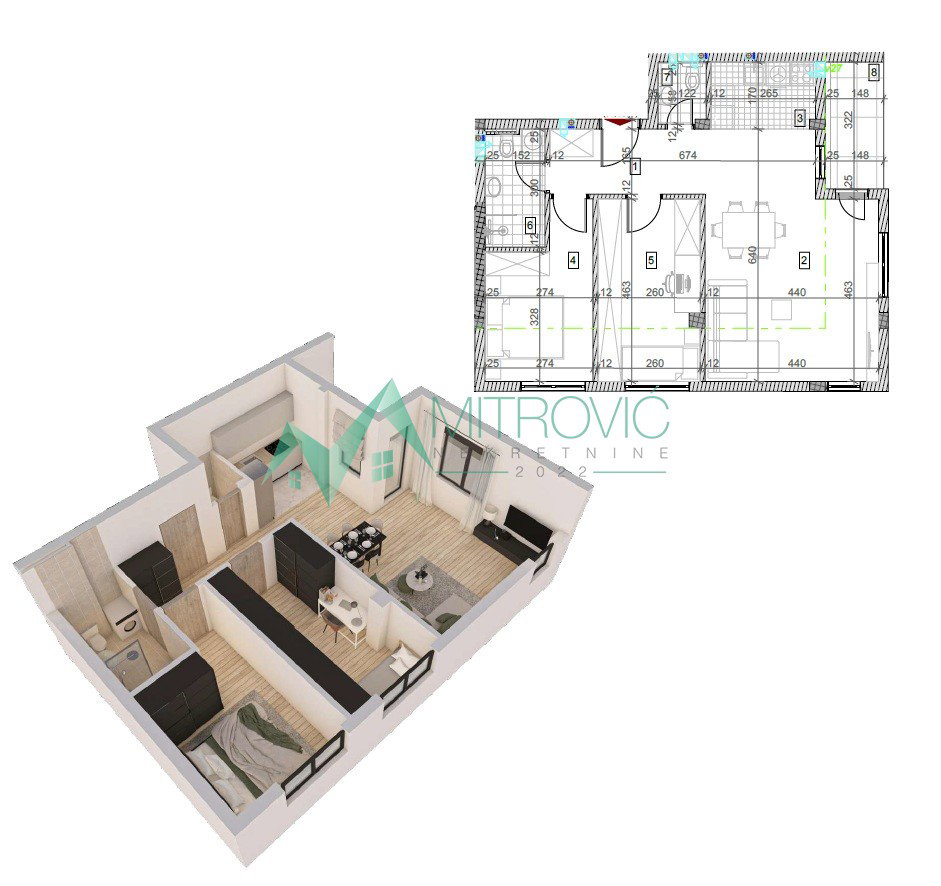 Trosoban stan na prodaju, Sremska Kamenica, Novi Sad, 67m², 198.460 €