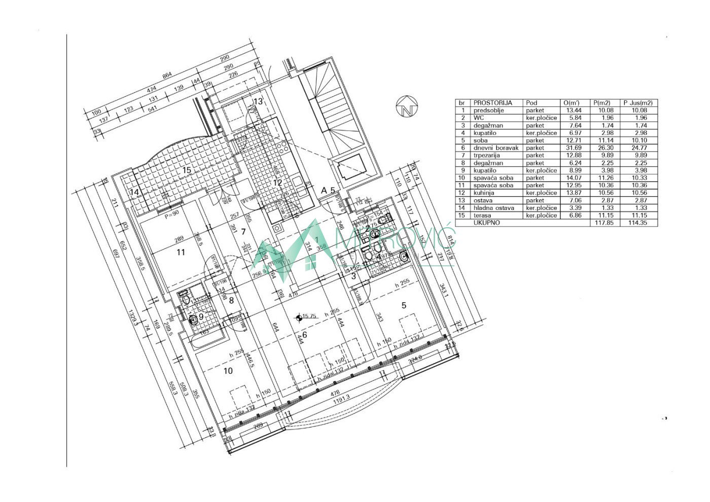 Četvorosoban stan na prodaju, Centar, Novi Sad, 114m², 309.000 €