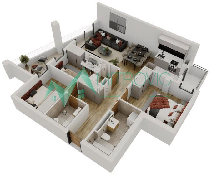 Četvorosoban stan na prodaju, Salajka, Novi Sad, 80m², 225.920 €