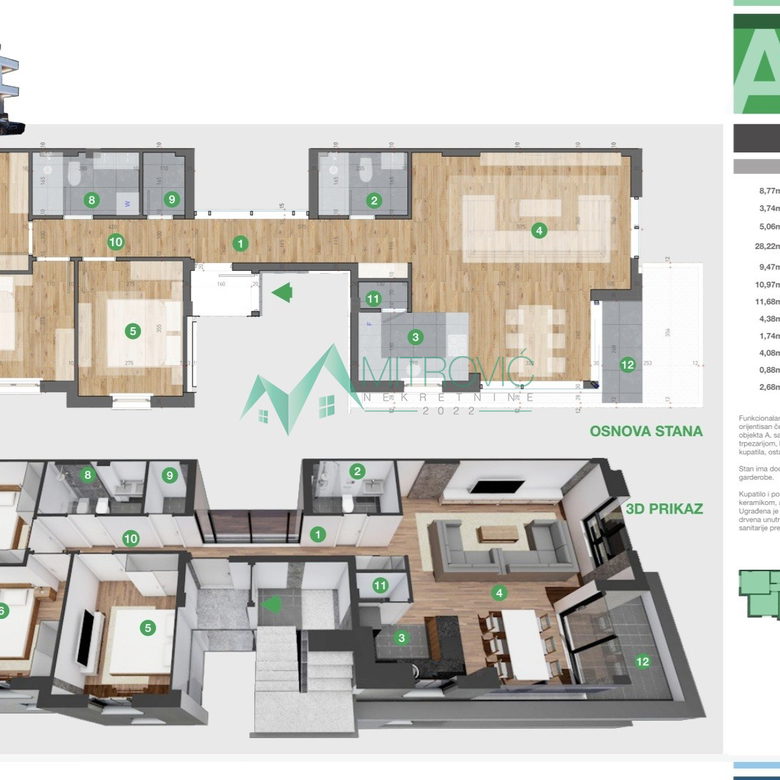 Četvorosoban stan na prodaju, Tatarsko Brdo, Novi Sad, 92m², 291.860 €