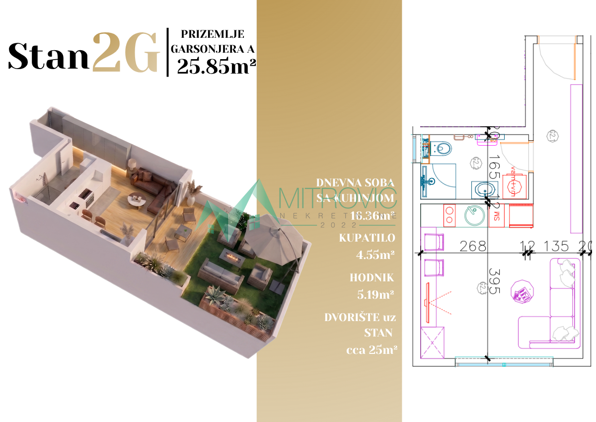 Garsonjera na prodaju, Adice, Novi Sad, 27m², 54.850 €