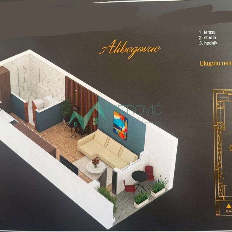 Garsonjera na prodaju, Alibegovac, Novi Sad, 29m², 43.470 €