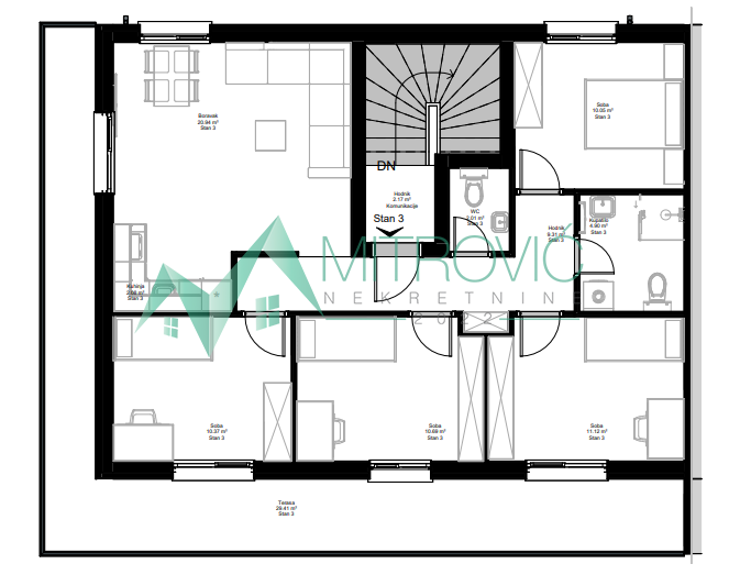 stanovi-5-re-klisa-1004407-uzqyk Petosoban stan na prodaju, Vidovdansko Naselje, Novi Sad, 108m², 166.200 €