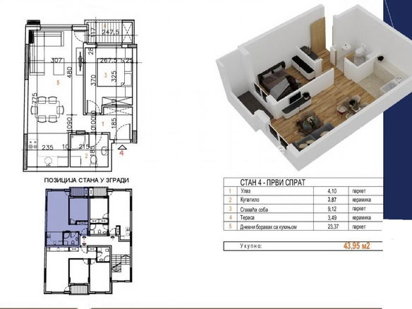 Stan Prodaja Novi Sad  44 m2
