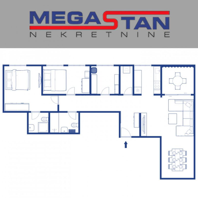Četvorosoban stan za izdavanje, Dorćol, Beograd, 107m², 2.000 €/mes