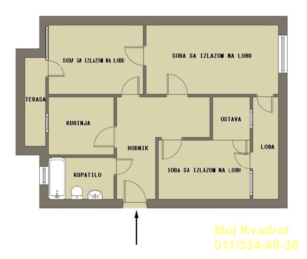 Trosoban stan na prodaju, Dorćol, Beograd, 81m², 395.000 €
