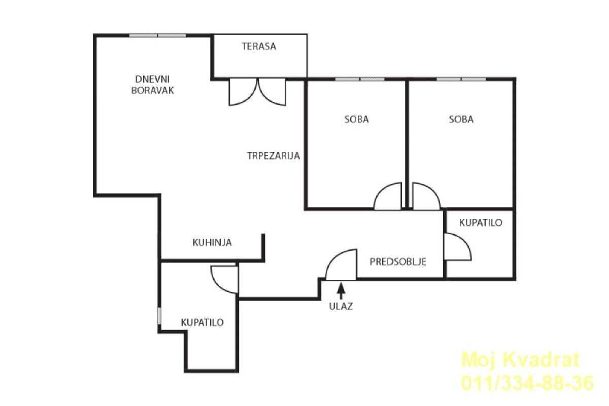 Dvoiposoban stan na prodaju, Đeram Pijaca, Beograd, 67m², 300.000 €