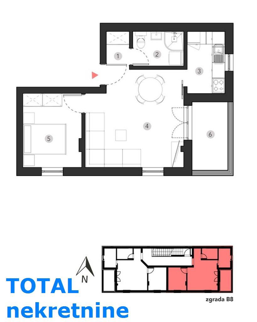 Dvosoban stan na prodaju, Popovica, Novi Sad, 45m², 152.950 €