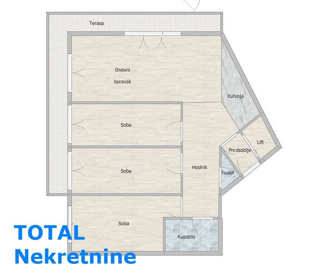 skica Četvorosoban stan na prodaju, Subotički Bulevar, Novi Sad, 103m², 360.500 €