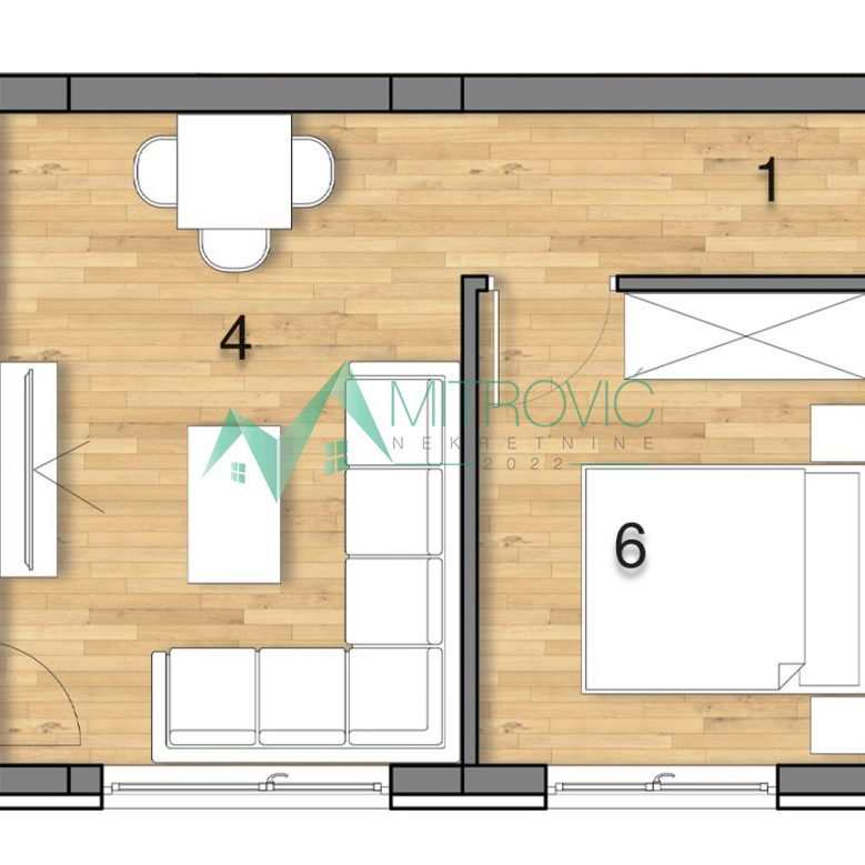 Jednoiposoban stan na prodaju, Adice, Novi Sad, 39m², 1. sprat, 88.750 €
