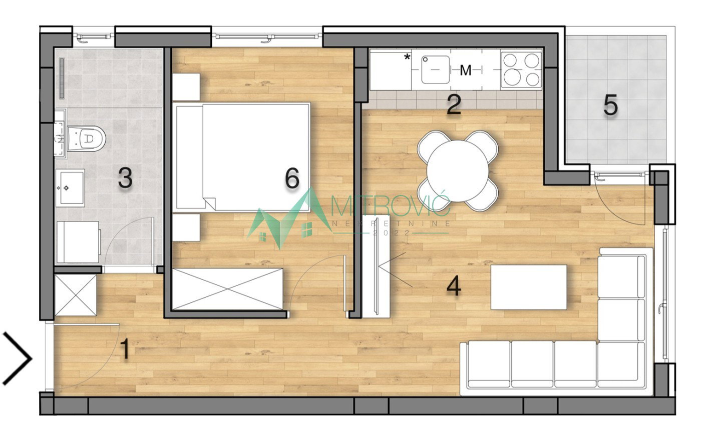 Jednoiposoban stan na prodaju, Adice, Novi Sad, 41m², 1. sprat, 93.300 €