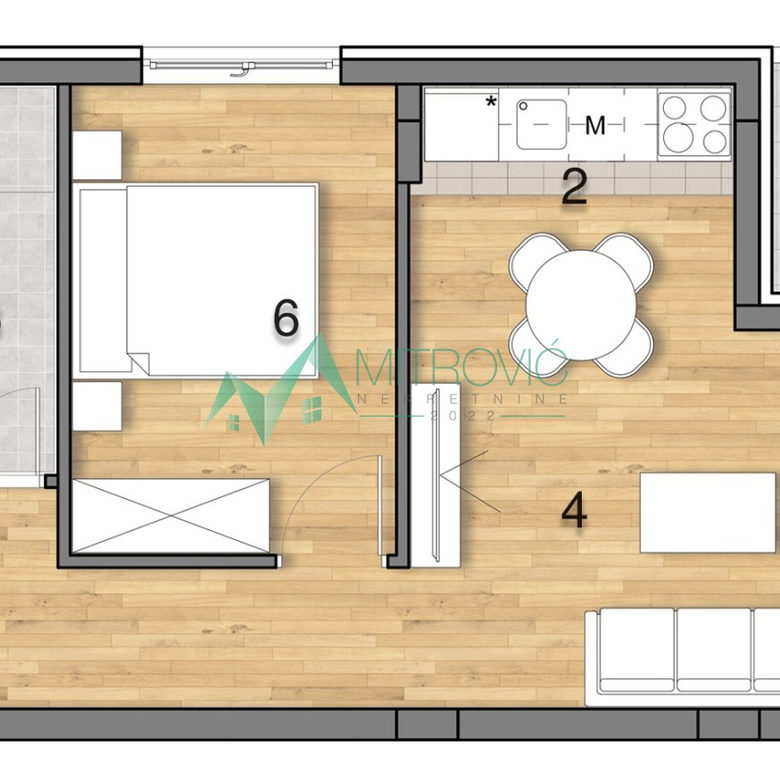 Jednoiposoban stan na prodaju, Adice, Novi Sad, 41m², 1. sprat, 93.300 €
