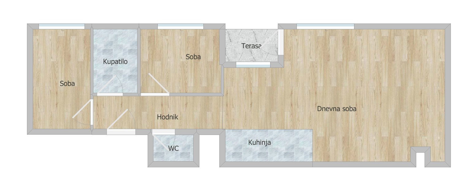 Dvoiposoban stan na prodaju, Podbara, Novi Sad, 57m², 150.500 €