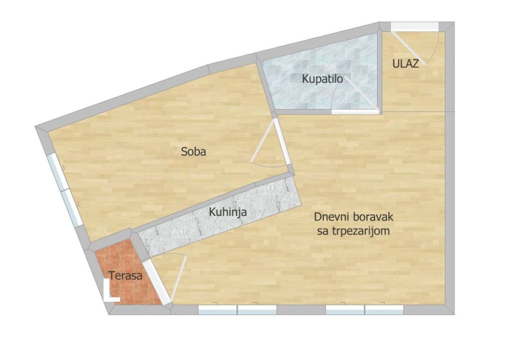 Dvosoban stan na prodaju, Podbara, Novi Sad, 38m², 121.600 €